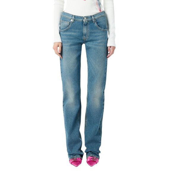 Bluemarine Denim - Blumarine Straight-leg jeans with logo, NWT, Size 25/2